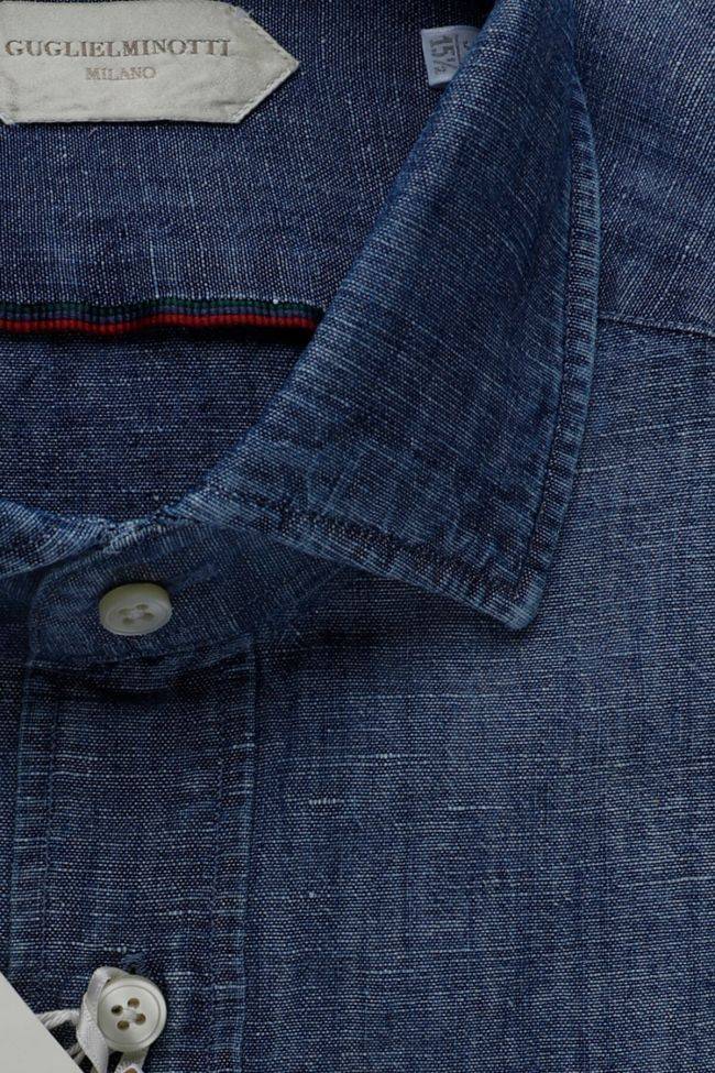 Guglielminotti Hemd Herren Guglielminotti Regular Einfarbig 56% Linen 44% Cotton Kragen Französisch Lange Ärmel