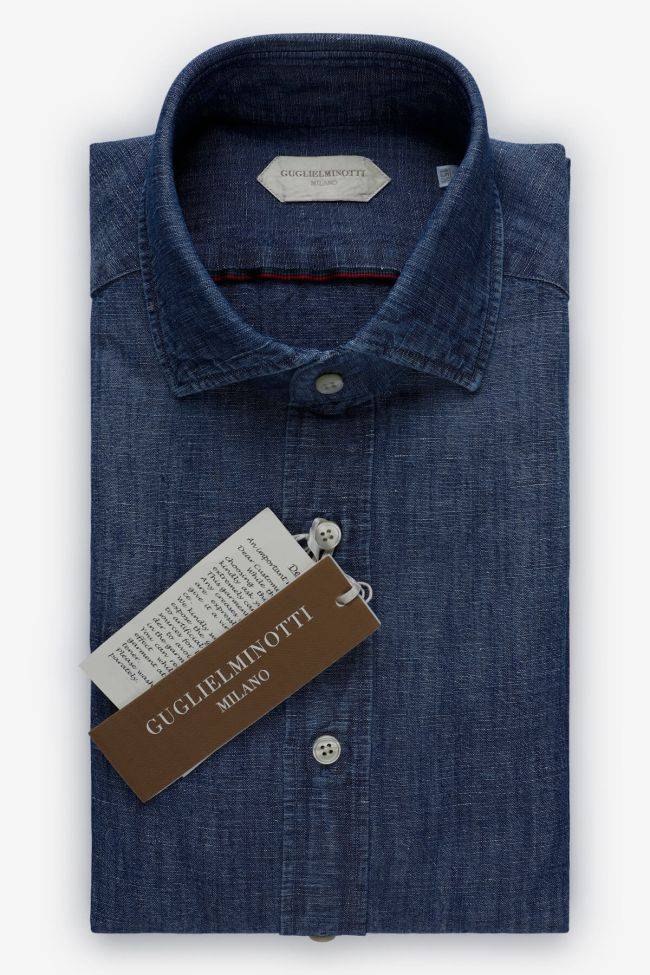 guglielminotti Hemd Herren Guglielminotti Regular Einfarbig 56% linen 44% cotton kragen Französisch Lange Ärmel