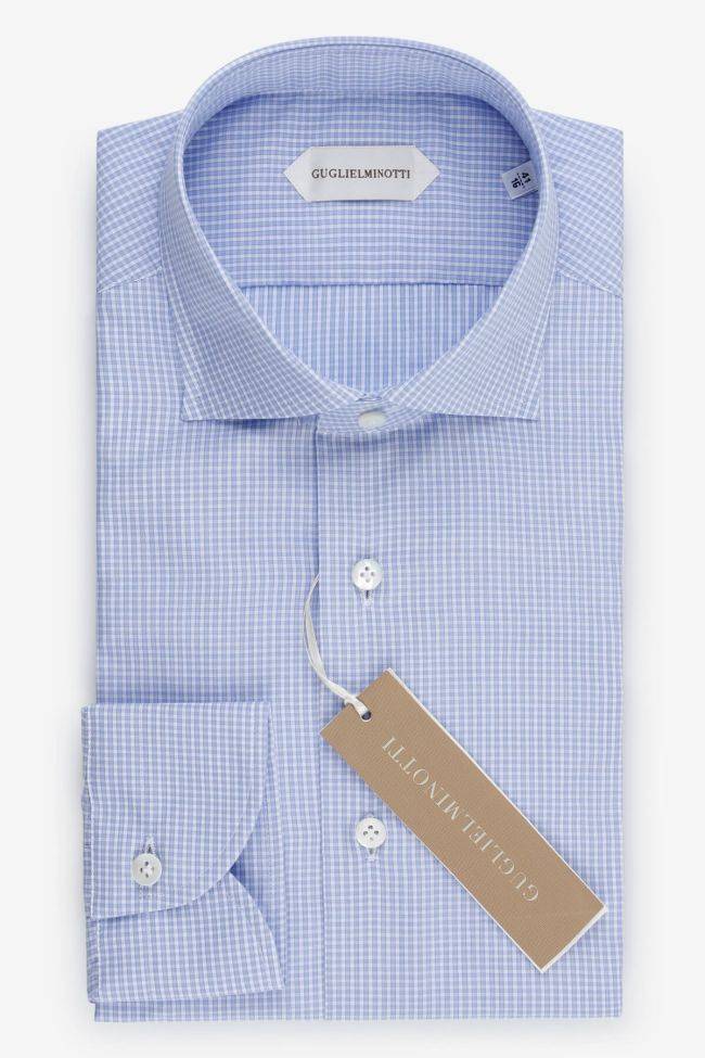guglielminotti Hemd Herren Guglielminotti Regular Karo 100% Baumwolle kragen Französisch Lange Ärmel