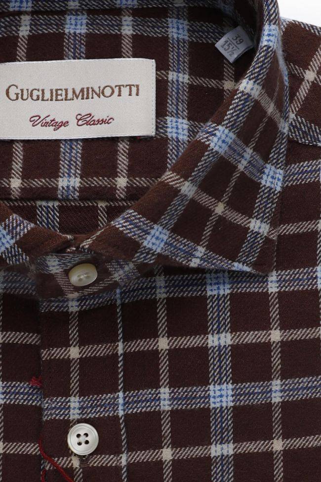 Guglielminotti Hemd Herren Guglielminotti Regular Karo 100% Baumwolle Kragen Französisch Lange Ärmel