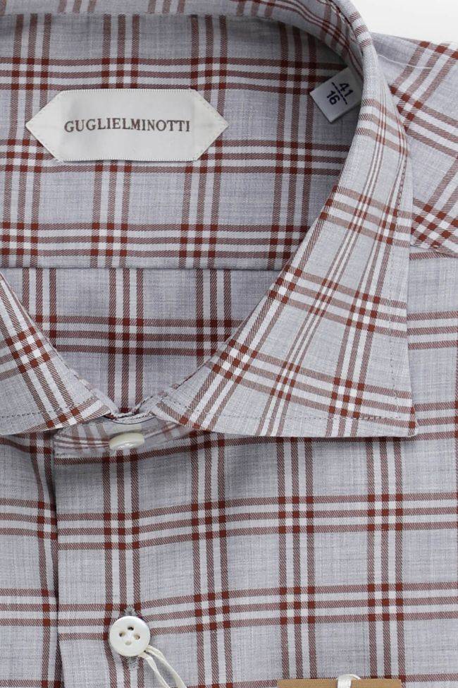 Guglielminotti Hemd Herren Guglielminotti Regular Karo 100% Baumwolle Kragen Französisch Lange Ärmel