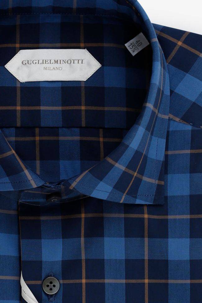 Guglielminotti Hemd Herren Guglielminotti Regular Karo 100% Baumwolle Kragen Französisch Lange Ärmel