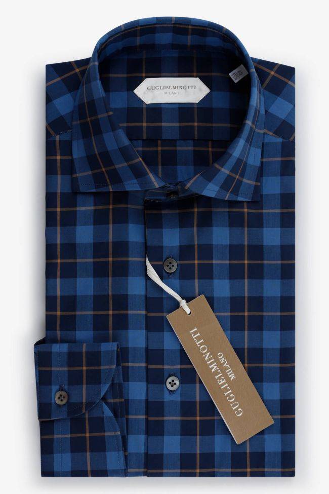 guglielminotti Hemd Herren Guglielminotti Regular Karo 100% Baumwolle kragen Französisch Lange Ärmel