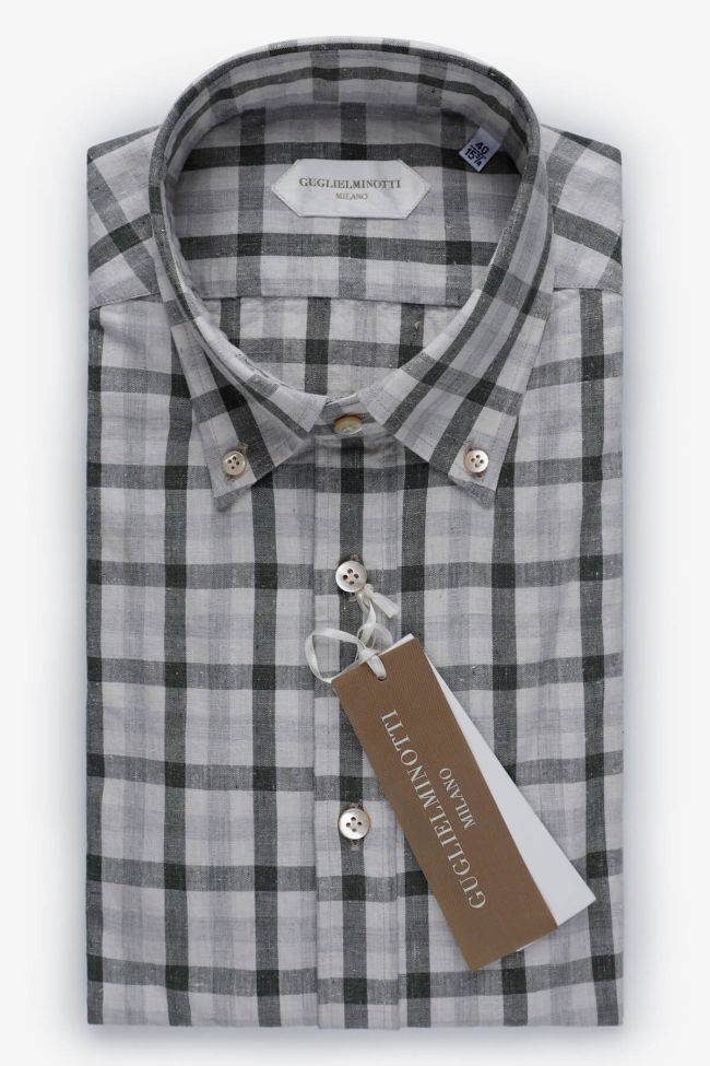 guglielminotti Hemd Herren Guglielminotti Regular Karo 100% Baumwolle kragen Button-Down Lange Ärmel