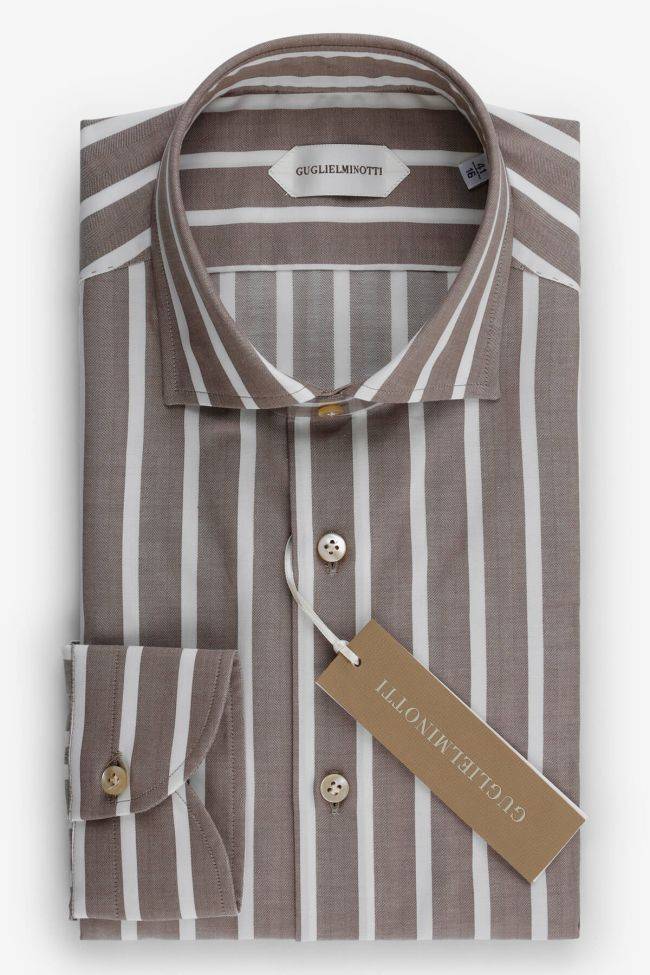 guglielminotti Hemd Herren Guglielminotti Regular Streifen 100% Baumwolle kragen Französisch Lange Ärmel