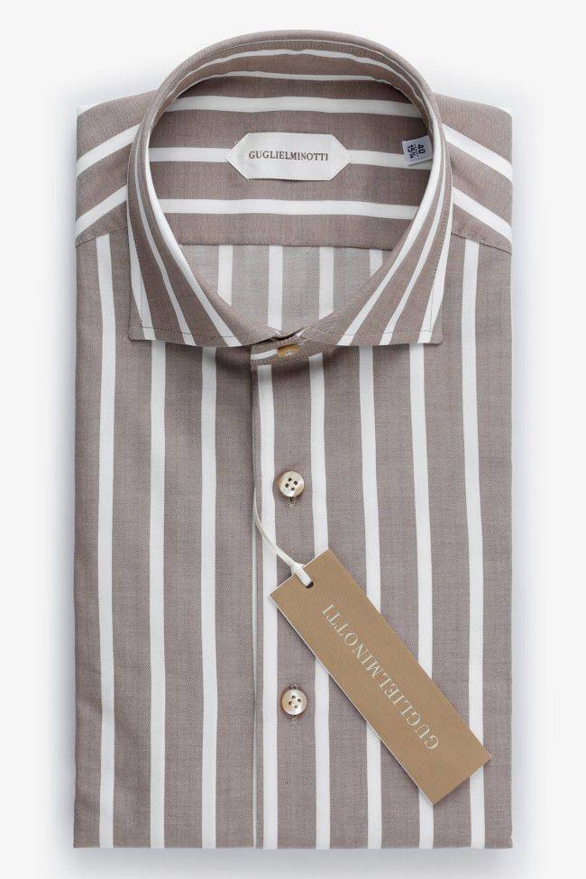 guglielminotti Hemd Herren Guglielminotti Regular Streifen 100% Baumwolle kragen Französisch Lange Ärmel