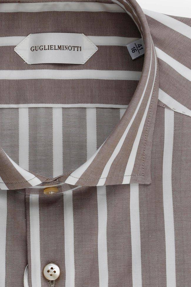 Guglielminotti Hemd Herren Guglielminotti Regular Streifen 100% Baumwolle Kragen Französisch Lange Ärmel