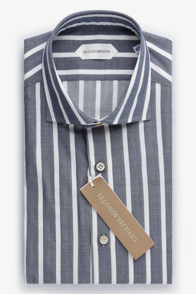 guglielminotti Hemd Herren Guglielminotti Regular Streifen 100% Baumwolle kragen Französisch Lange Ärmel