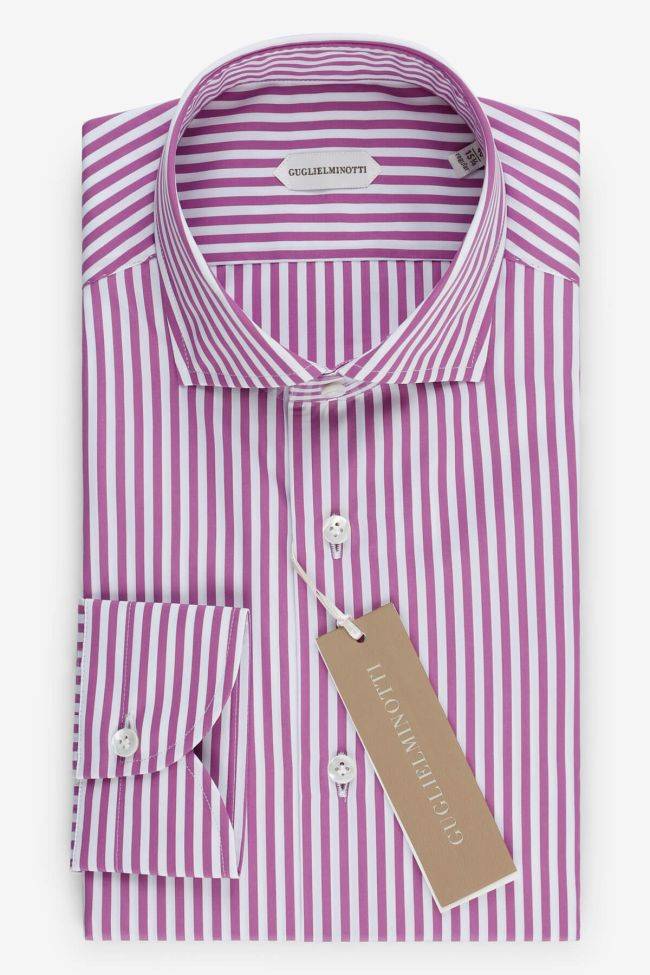 guglielminotti Hemd Herren Guglielminotti Regular Streifen 100% Baumwolle kragen Französisch Lange Ärmel