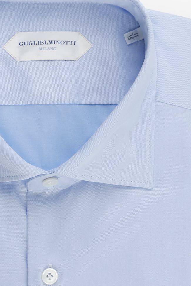 Guglielminotti Hemd Herren Guglielminotti Slim Einfarbig 100% Baumwolle Kragen Französisch Lange Ärmel