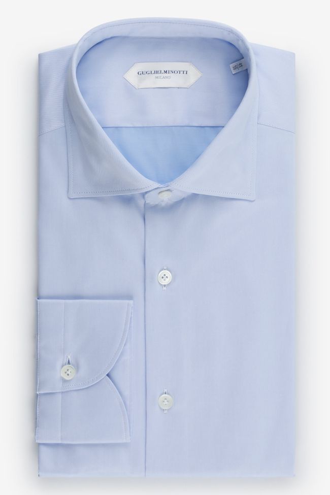 guglielminotti Hemd Herren Guglielminotti Slim Einfarbig 100% Baumwolle kragen Französisch Lange Ärmel