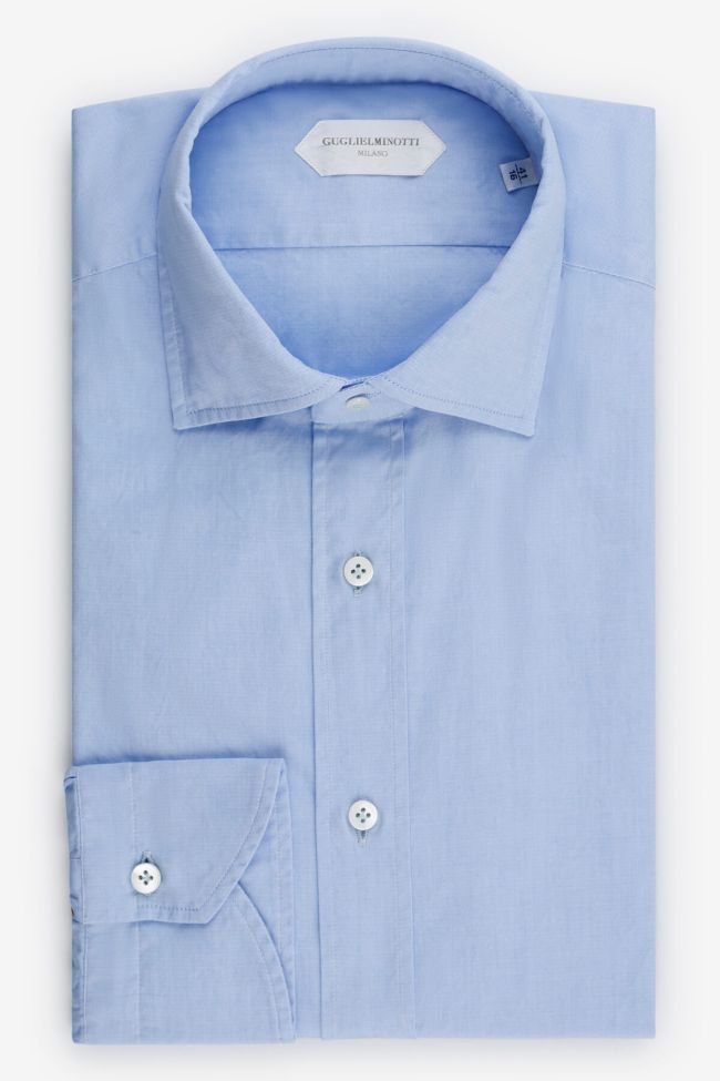 guglielminotti Hemd Herren Guglielminotti Slim Einfarbig 100% Baumwolle kragen Französisch Lange Ärmel