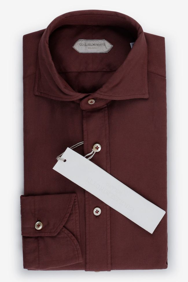 guglielminotti Hemd Herren Guglielminotti Slim Einfarbig 50% Baumwolle 50% Modal kragen Französisch Lange Ärmel