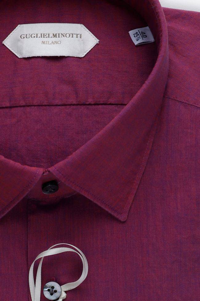 Guglielminotti Hemd Herren Guglielminotti Slim Einfarbig 59% Cotton 41% Lyocell Kragen Italienisch Lange Ärmel