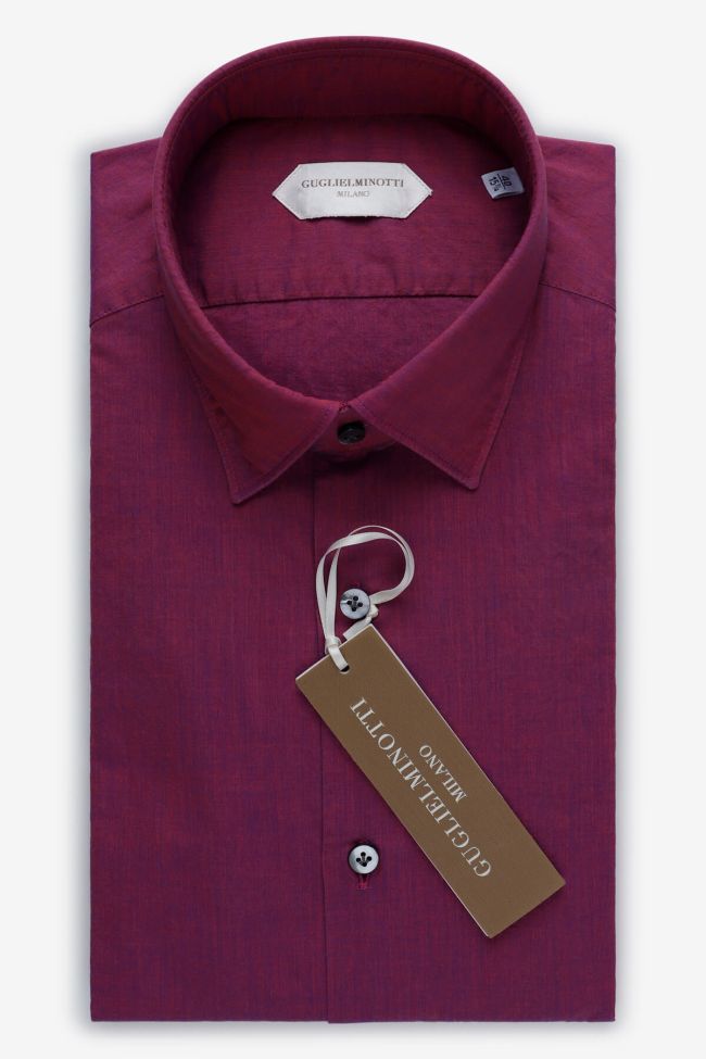 guglielminotti Hemd Herren Guglielminotti Slim Einfarbig 59% cotton 41% Lyocell kragen Italienisch Lange Ärmel