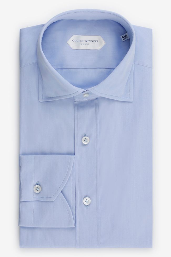 guglielminotti Hemd Herren Guglielminotti Slim Einfarbig 70% cotton 27% pa 3% ea kragen Französisch Lange Ärmel