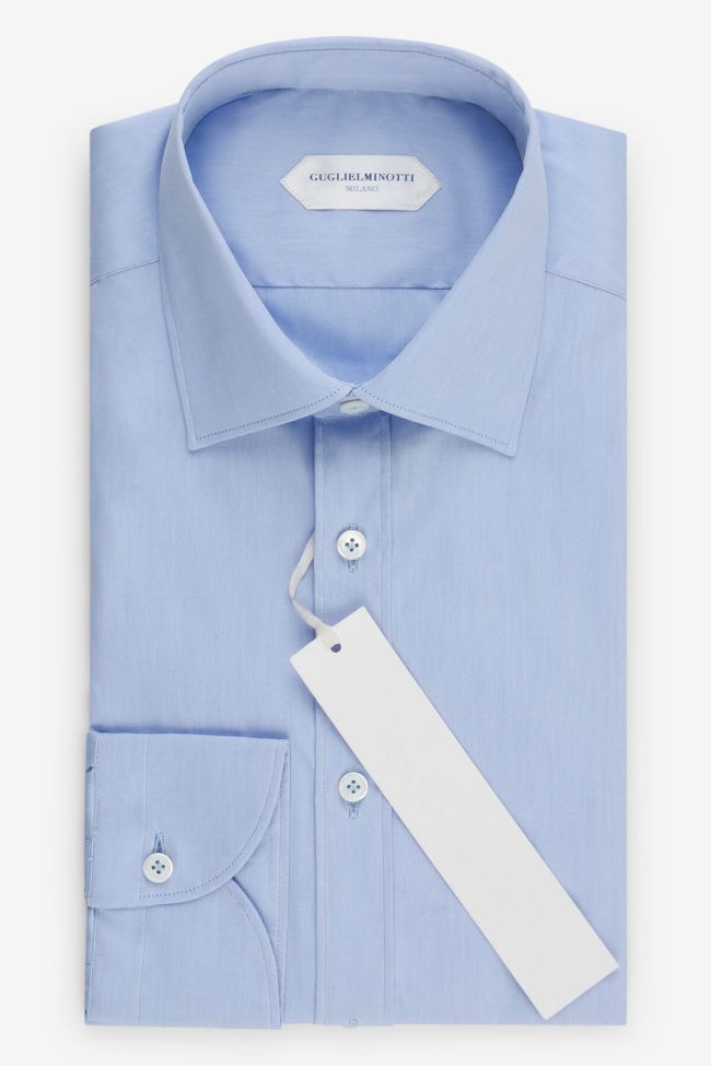 guglielminotti Hemd Herren Guglielminotti Slim Einfarbig 72% Baumwolle 3% elastan 25% pa kragen Italienisch Lange Ärmel