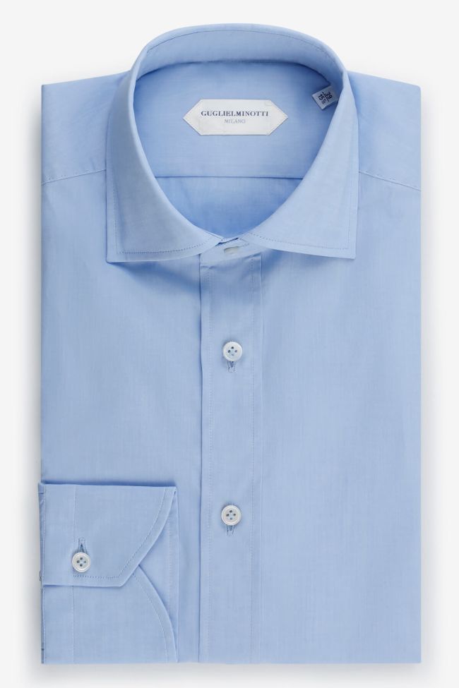 guglielminotti Hemd Herren Guglielminotti Slim Einfarbig 97% Baumwolle 3% elastan kragen Französisch Lange Ärmel