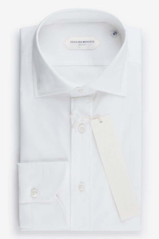 guglielminotti Hemd Herren Guglielminotti Slim Einfarbig 97% Baumwolle 3% elastan kragen Französisch Lange Ärmel