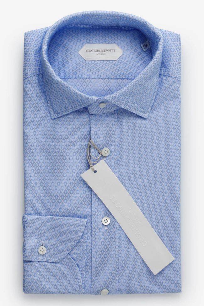 guglielminotti Hemd Herren Guglielminotti Slim Halb Unifarben 100% Baumwolle kragen Französisch Lange Ärmel