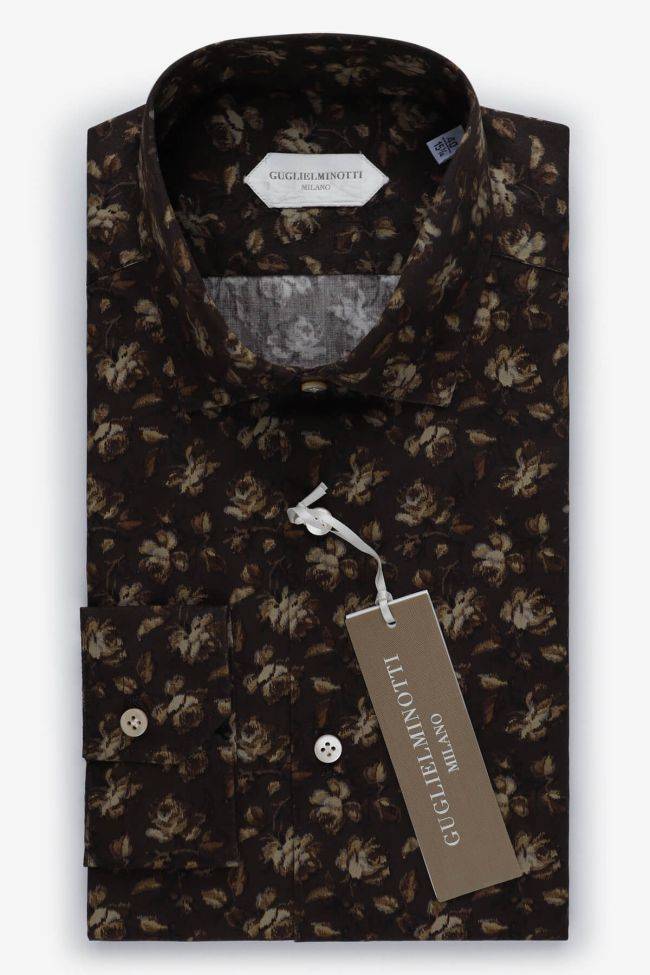 guglielminotti Hemd Herren Guglielminotti Slim Muster 100% Baumwolle kragen Französisch Lange Ärmel