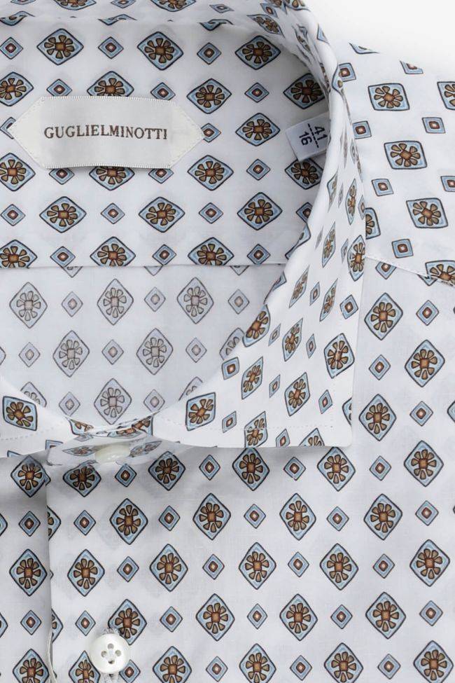 Guglielminotti Hemd Herren Guglielminotti Slim Muster 70% Cotton 30% Cly Kragen Französisch Lange Ärmel