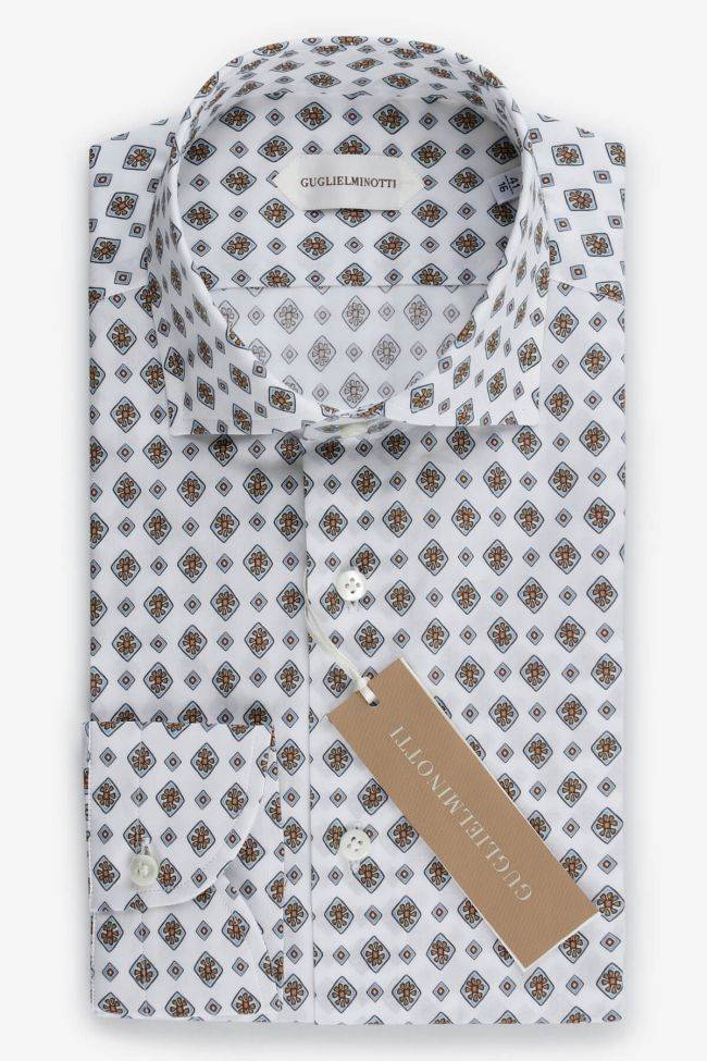 guglielminotti Hemd Herren Guglielminotti Slim Muster 70% cotton 30% cly kragen Französisch Lange Ärmel