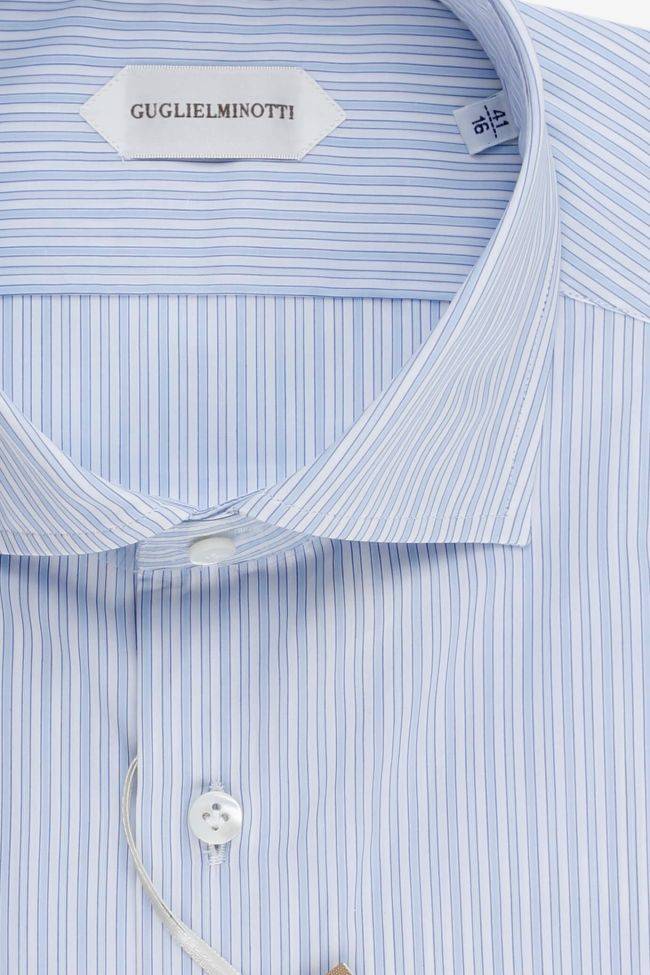 Guglielminotti Hemd Herren Guglielminotti Slim Streifen 100% Baumwolle Kragen Französisch Lange Ärmel