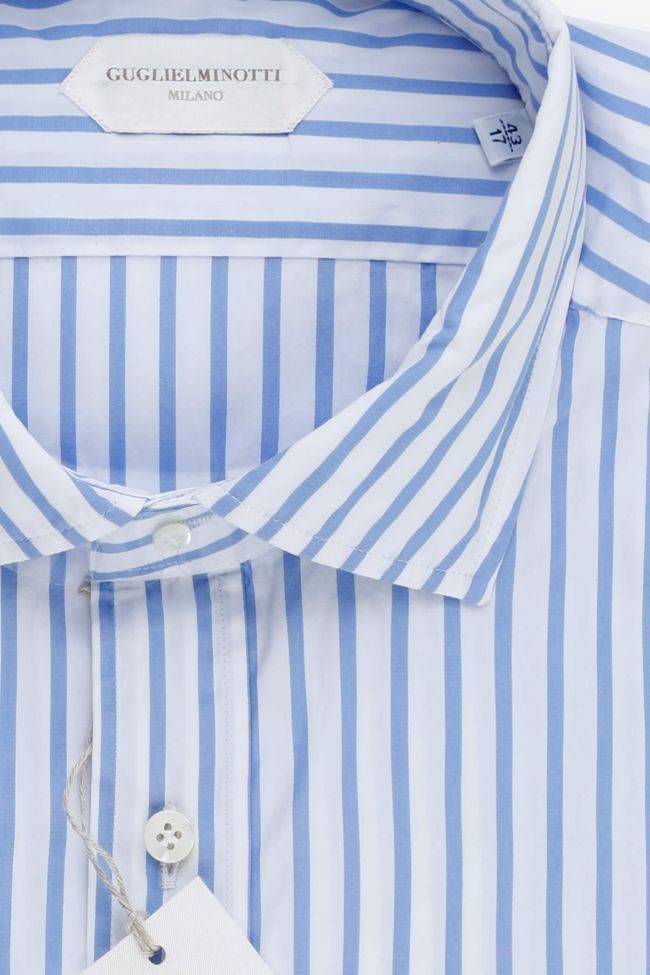 Guglielminotti Hemd Herren Guglielminotti Slim Streifen 100% Baumwolle Kragen Französisch Lange Ärmel