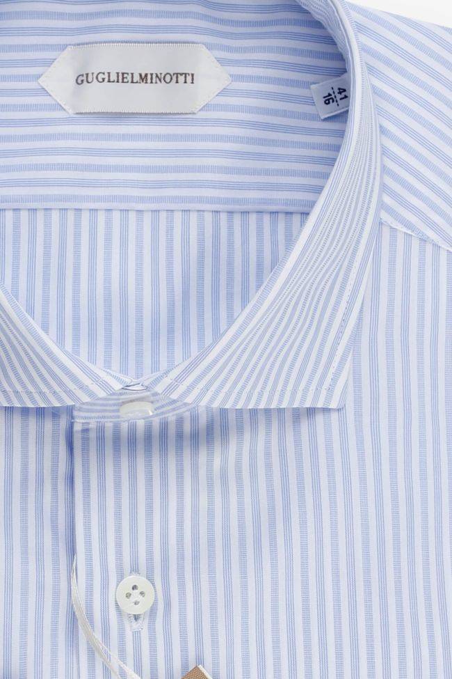 Guglielminotti Hemd Herren Guglielminotti Slim Streifen 100% Baumwolle Kragen Französisch Lange Ärmel