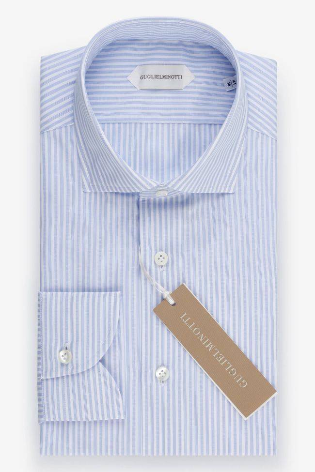 guglielminotti Hemd Herren Guglielminotti Slim Streifen 100% Baumwolle kragen Französisch Lange Ärmel