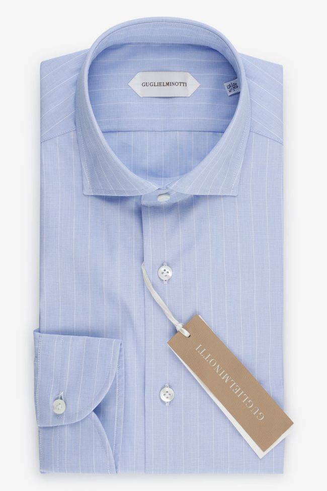 guglielminotti Hemd Herren Guglielminotti Slim Streifen 100% Baumwolle kragen Französisch Lange Ärmel
