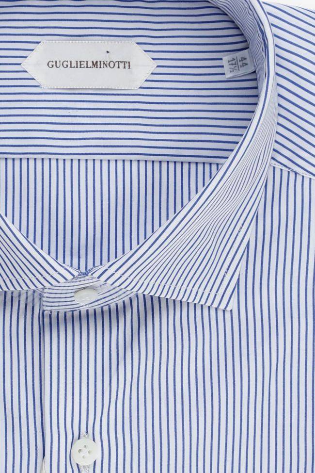 Guglielminotti Hemd Herren Guglielminotti Slim Streifen 100% Baumwolle Kragen Französisch Lange Ärmel
