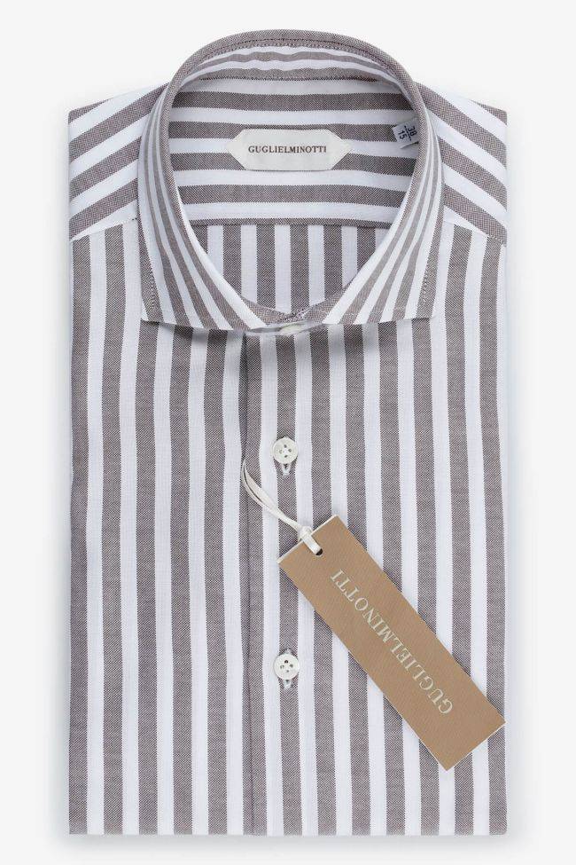 guglielminotti Hemd Herren Guglielminotti Slim Streifen 100% Baumwolle kragen Französisch Lange Ärmel