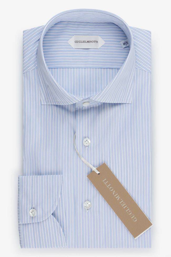guglielminotti Hemd Herren Guglielminotti Slim Streifen 100% Baumwolle kragen Französisch Lange Ärmel