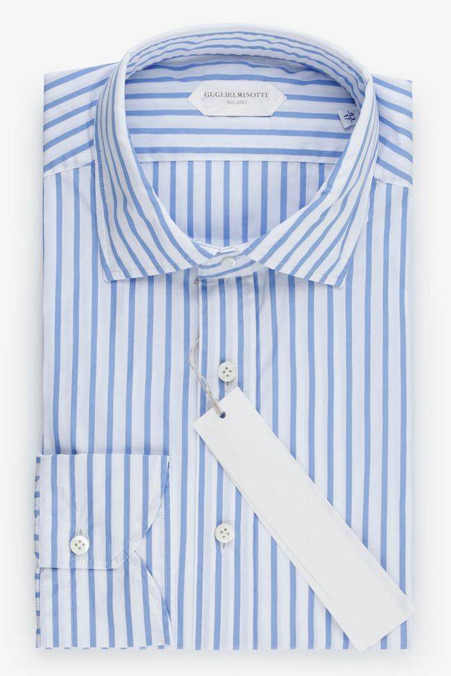 guglielminotti Hemd Herren Guglielminotti Slim Streifen 100% Baumwolle kragen Französisch Lange Ärmel