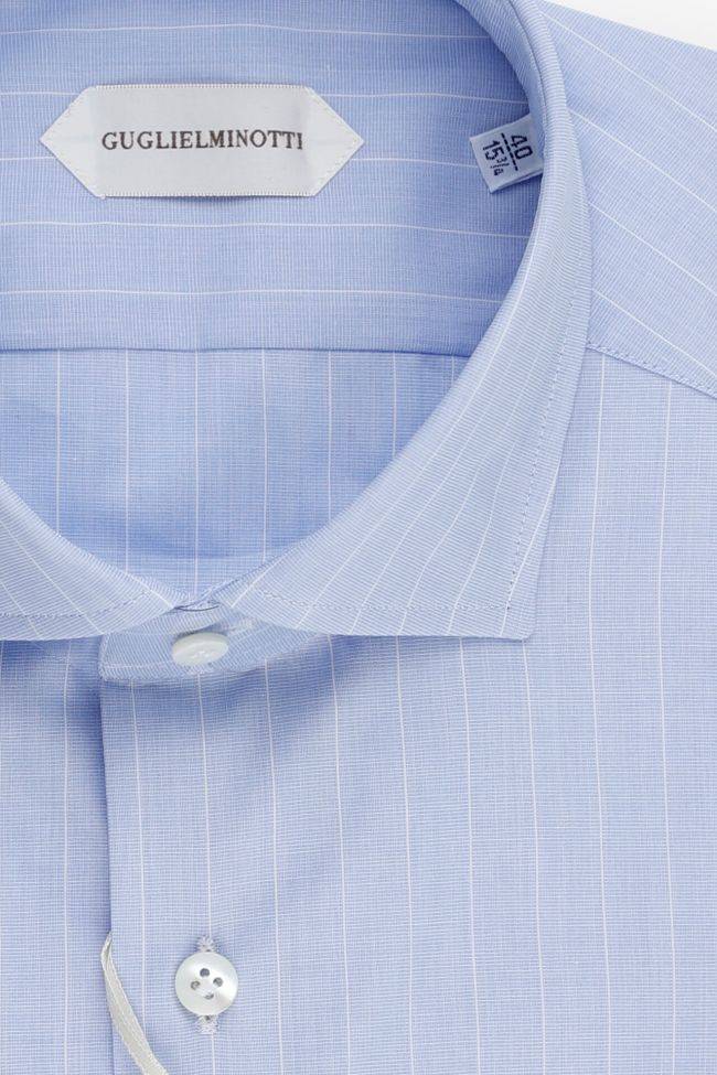 Guglielminotti Hemd Herren Guglielminotti Slim Streifen 100% Baumwolle Kragen Französisch Lange Ärmel