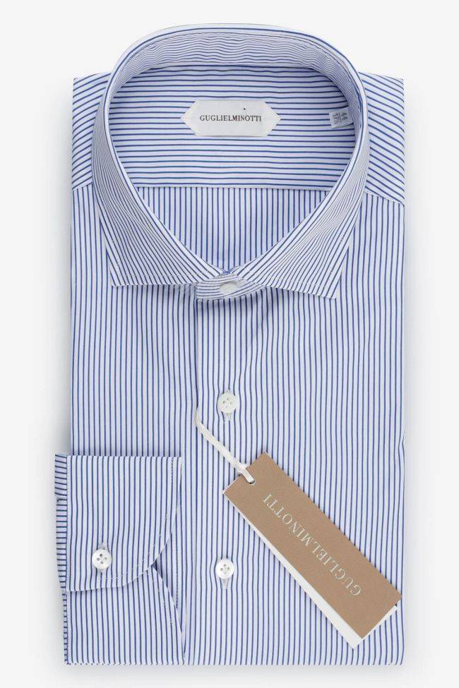 guglielminotti Hemd Herren Guglielminotti Slim Streifen 100% Baumwolle kragen Französisch Lange Ärmel