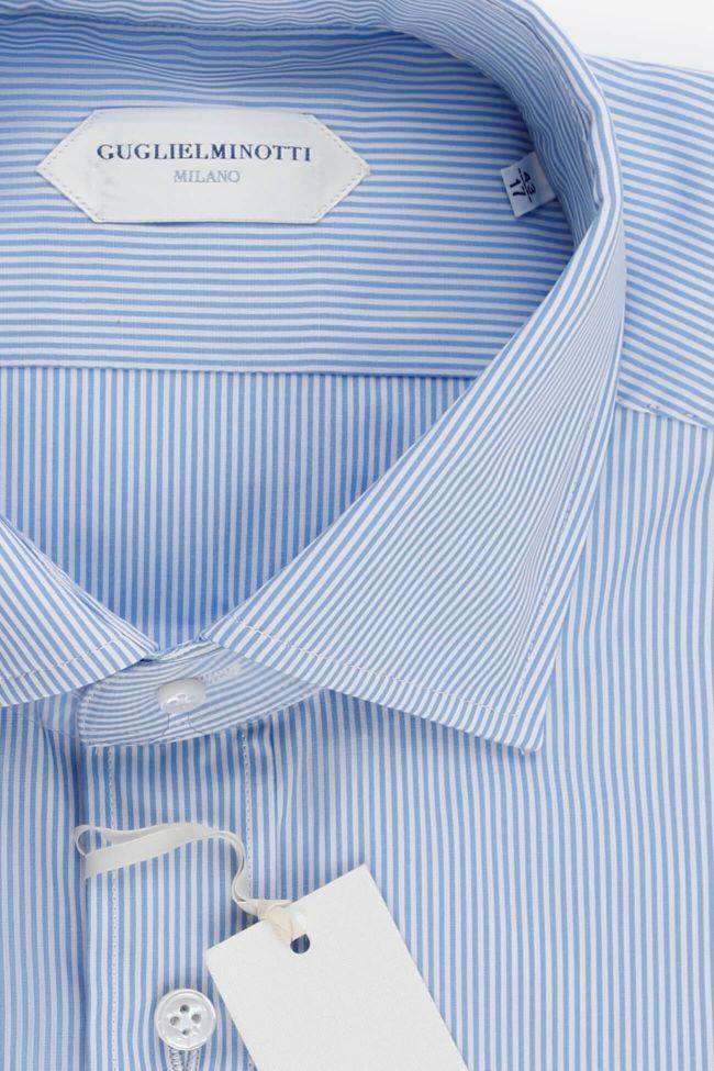 Guglielminotti Hemd Herren Guglielminotti Slim Streifen 100% Baumwolle Kragen Französisch Lange Ärmel