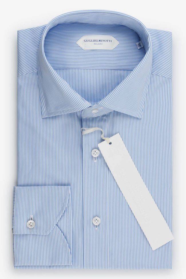 guglielminotti Hemd Herren Guglielminotti Slim Streifen 100% Baumwolle kragen Französisch Lange Ärmel