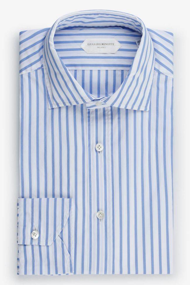 guglielminotti Hemd Herren Guglielminotti Slim Streifen 100% Baumwolle gewaschen kragen Französisch Lange Ärmel