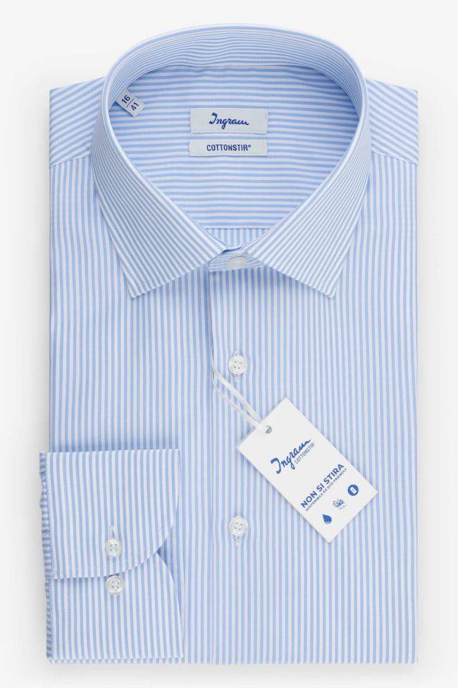 ingram Hemd Herren Ingram Classic Bügelfreie Streifen 100% Baumwolle kragen Italienisch Lange Ärmel
