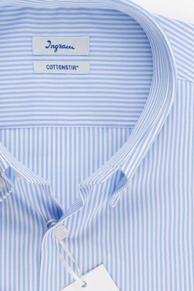 Ingram Hemd Herren Ingram Classic Bügelfreie Streifen 100% Baumwolle Kragen Button-Down Lange Ärmel