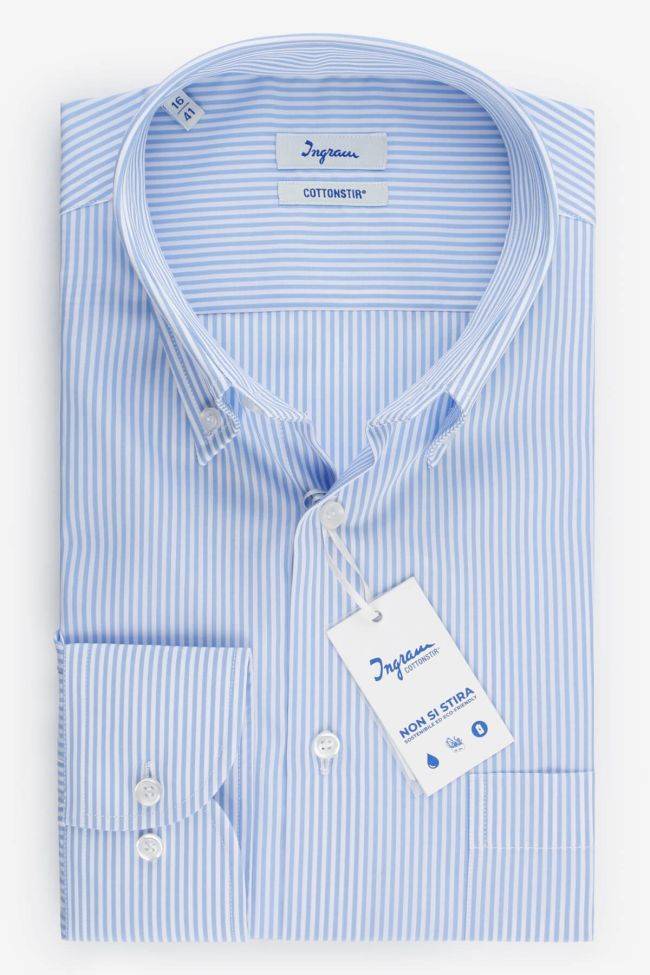 ingram Hemd Herren Ingram Classic Bügelfreie Streifen 100% Baumwolle kragen Button-Down Lange Ärmel