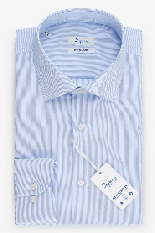 ingram Hemd Herren Ingram Classic Bügelfreie Streifen 100% Baumwolle kragen Französisch Lange Ärmel