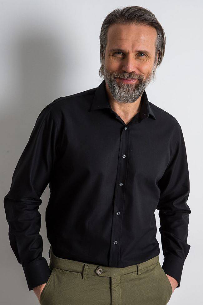 Ingram Hemd Herren Ingram Classic Einfarbig 100% Baumwolle Kragen Italienisch Lange Ärmel