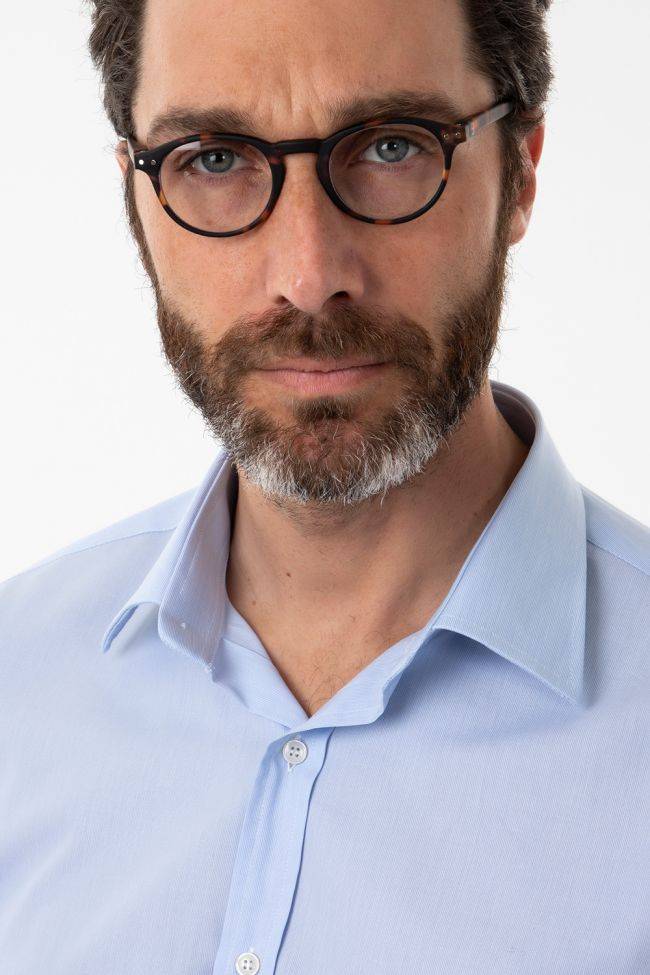 Ingram Hemd Herren Ingram Classic Einfarbig 100% Baumwolle Kragen Italienisch Lange Ärmel