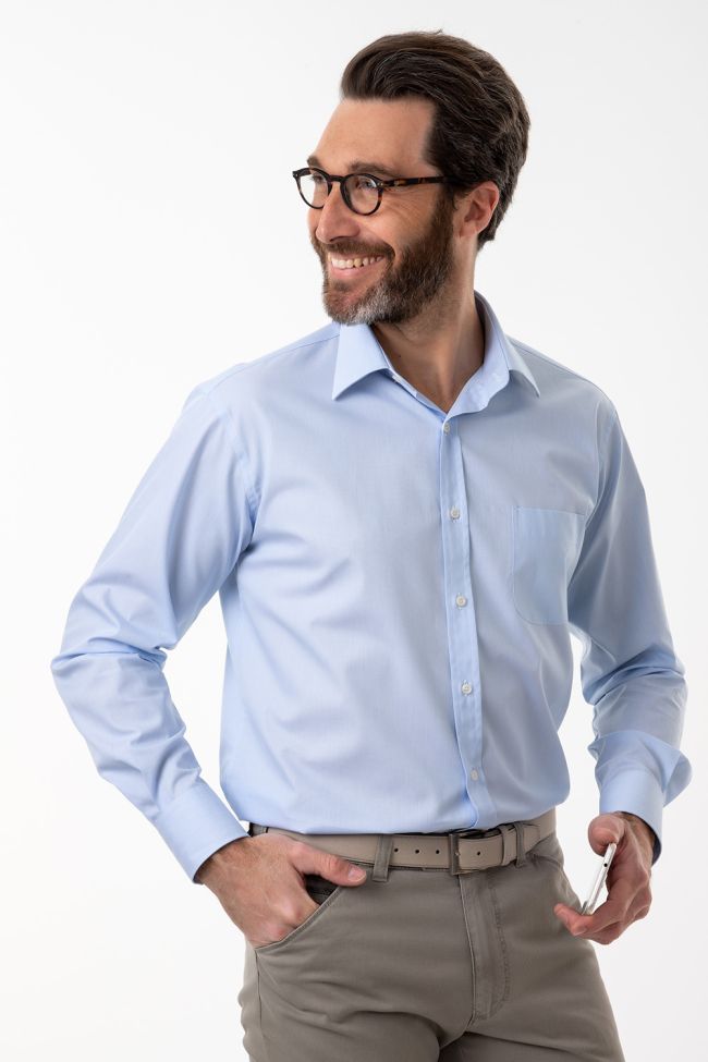 ingram Hemd Herren Ingram Classic Einfarbig 100% Baumwolle kragen Italienisch Lange Ärmel