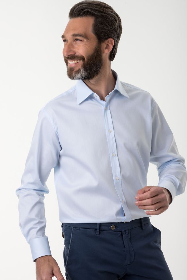 Ingram Hemd Herren Ingram Classic Einfarbig 100% Baumwolle Kragen Italienisch Lange Ärmel