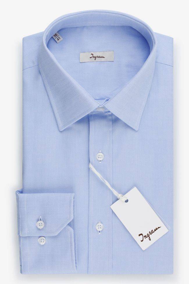 ingram Hemd Herren Ingram Classic Einfarbig 100% Baumwolle kragen Italienisch Lange Ärmel
